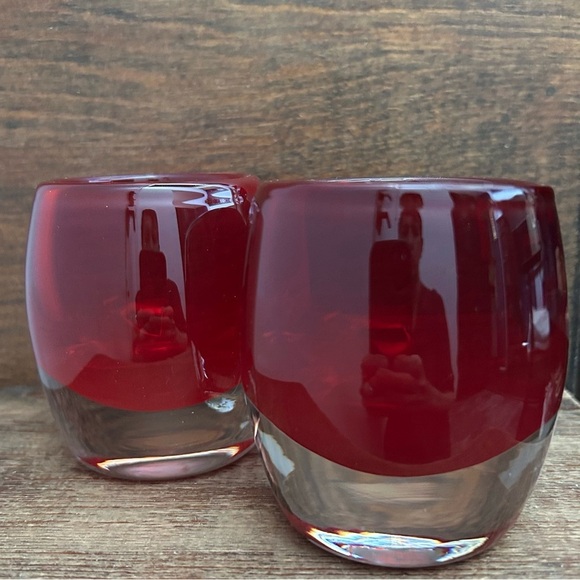 Crate & Barrel Pair of Red Glass Votive Candle Holders - Picture 7 of 16